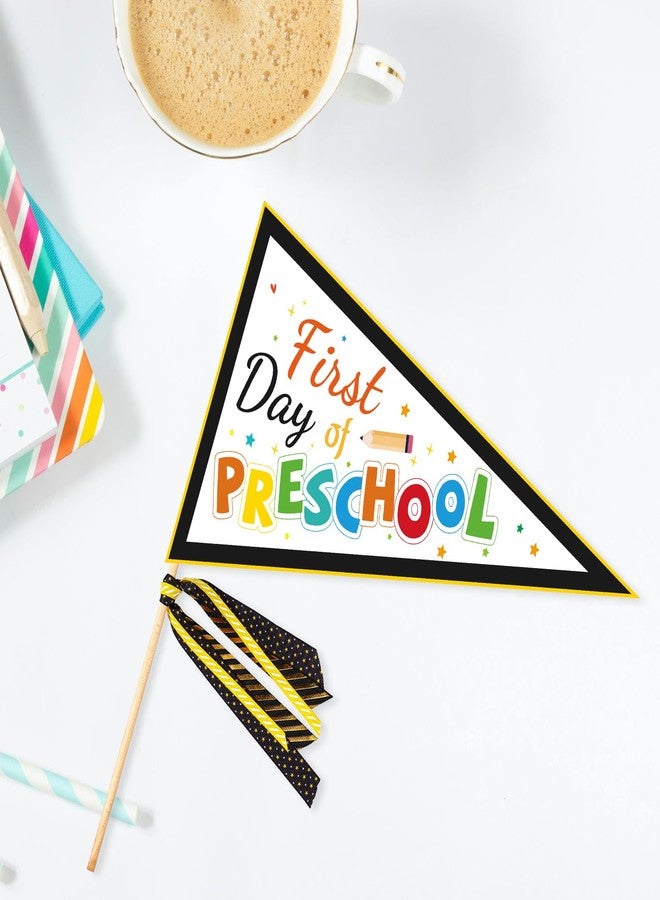 lasuroa First Day of Preschool Banner, Pennant Banner Flags First Day of Kindergarten Flag Back School First Day of Preschool Sign for Teachers Students School Decorations - Image 3